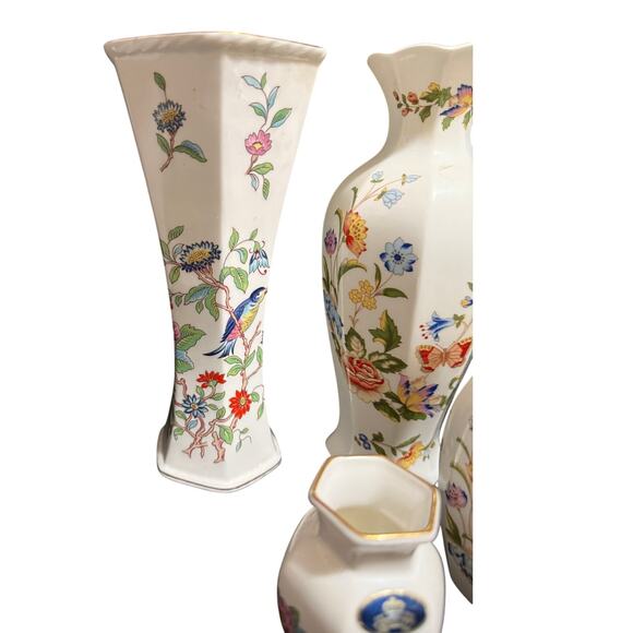 9 Pieces of Ainsley Bone China - Vases - Pembroke, Cottage Garden, Wild Tudor - Picture 6 of 16